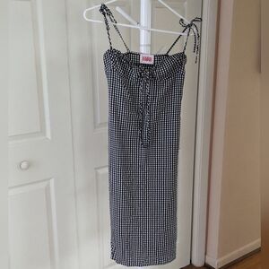 SOLID & STRIPED Black and White Gingham Midi Dress